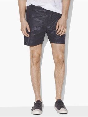 John Varvatos black camouflage shorts